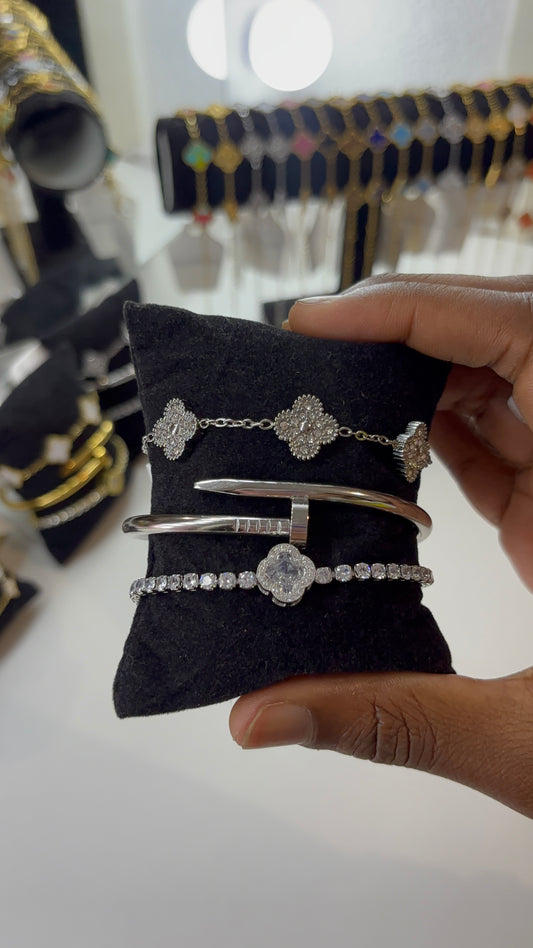 Lot de 3 bracelets en acier inoxydable