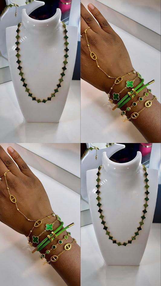 Collier vert en acier inoxydable
