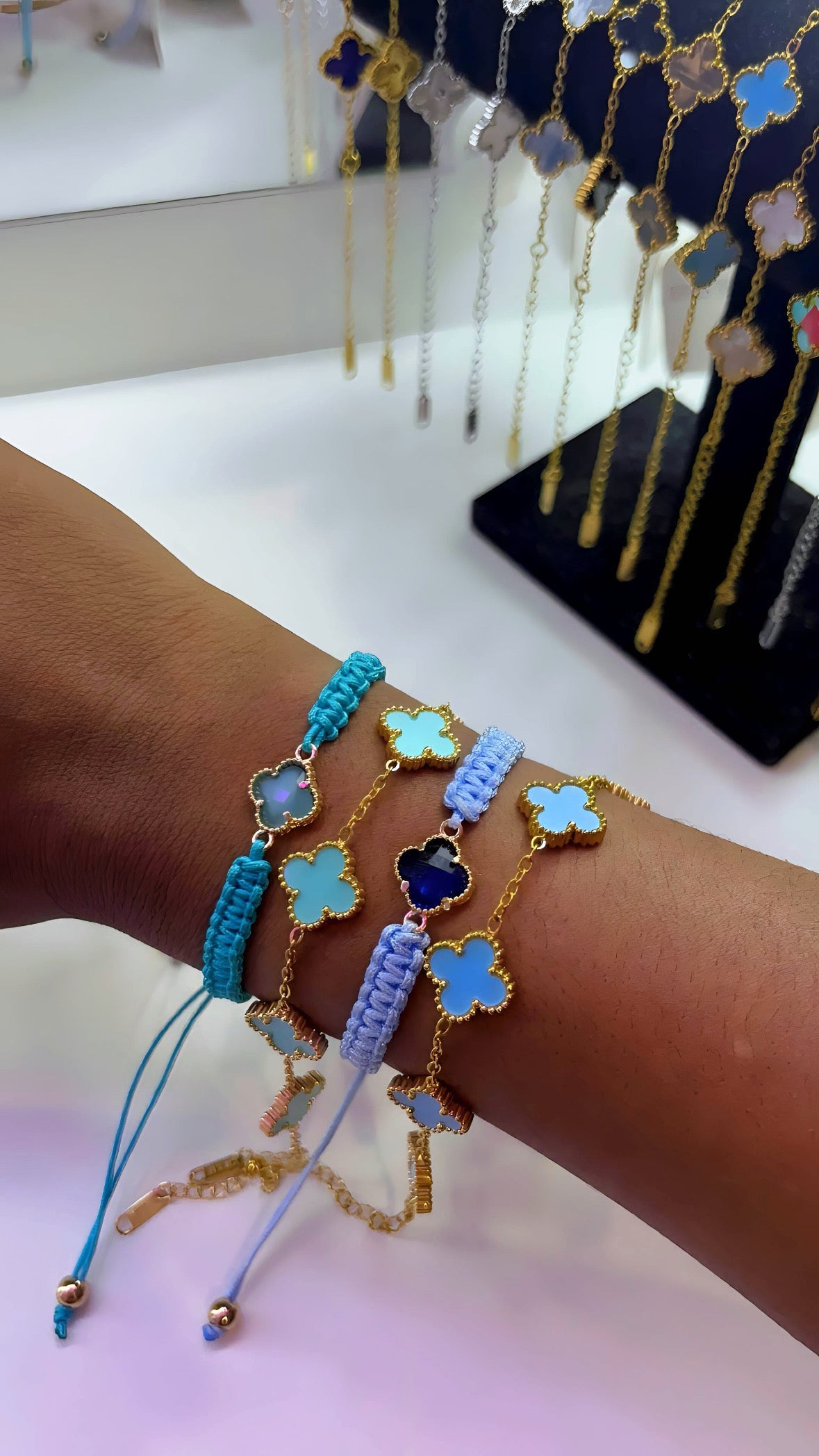 Lot de 4 Bracelets bleu en acier inoxydable