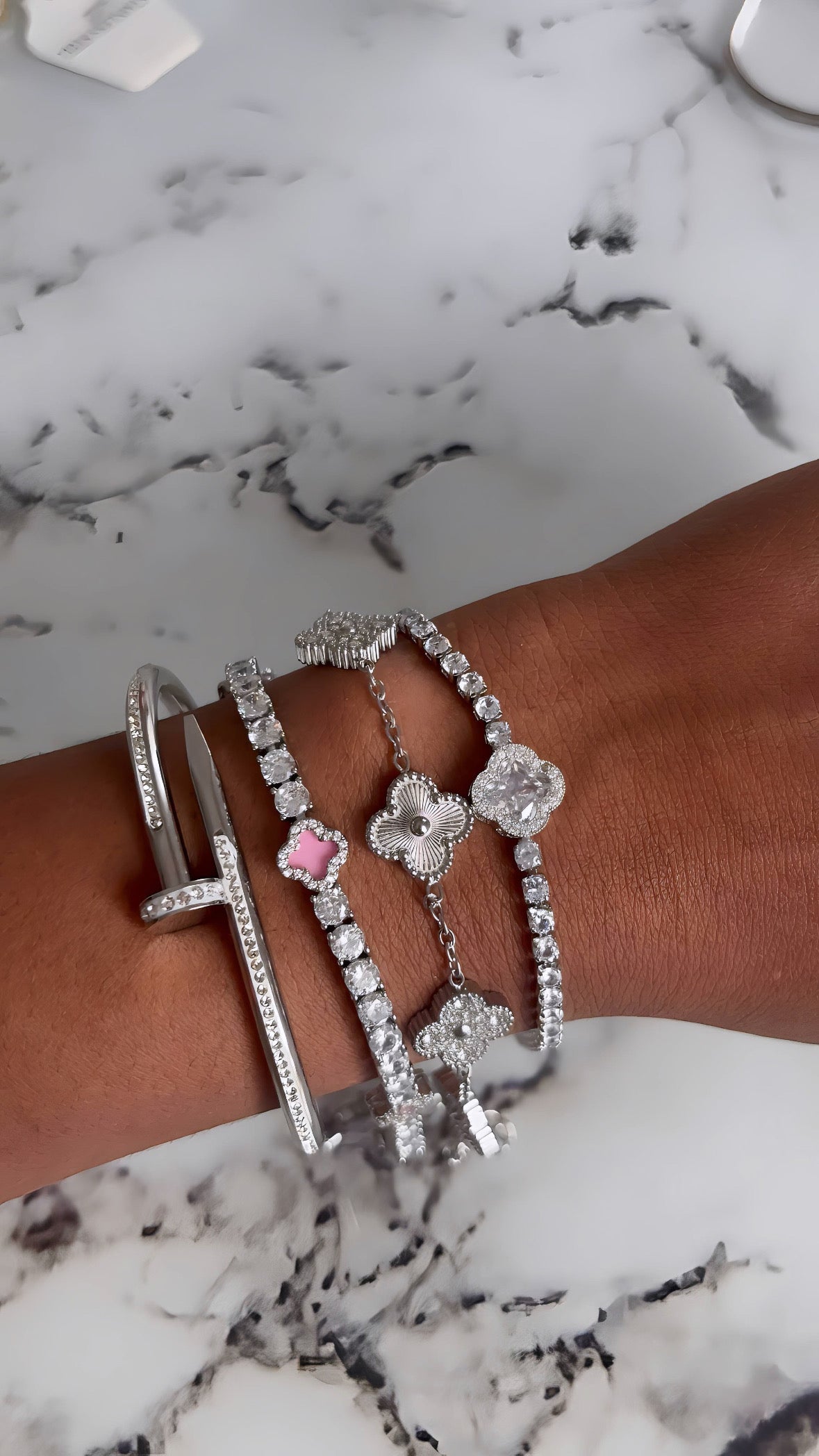 Lot de bracelets argenté en acier inoxydable