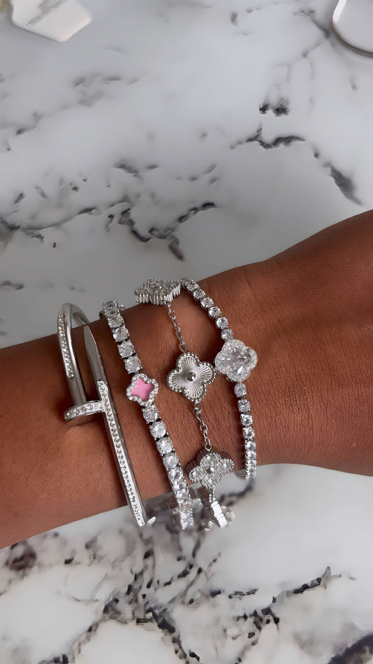Lot de bracelets argenté en acier inoxydable