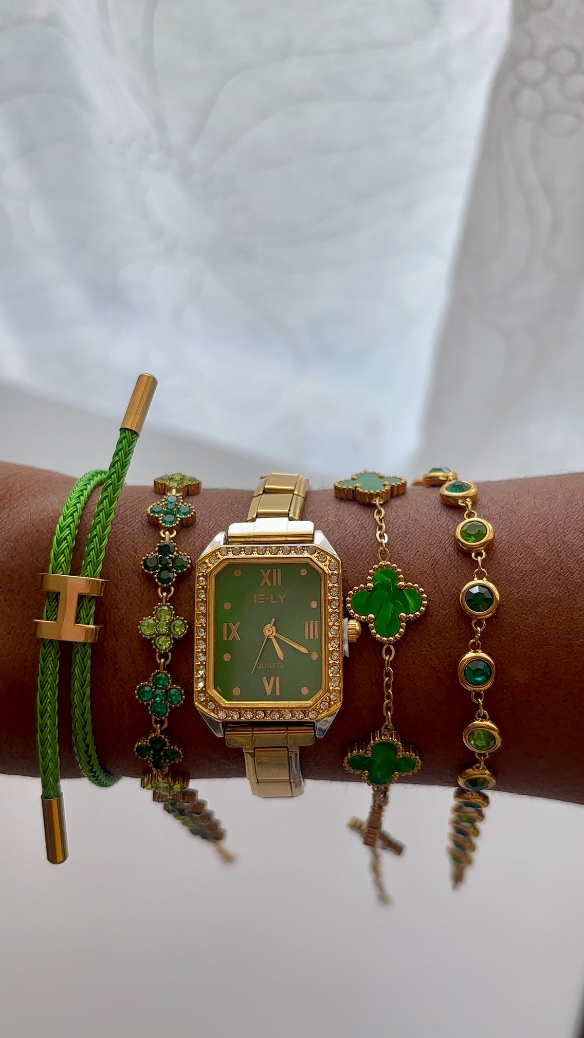 Lot de bracelets en acier inoxydable vert