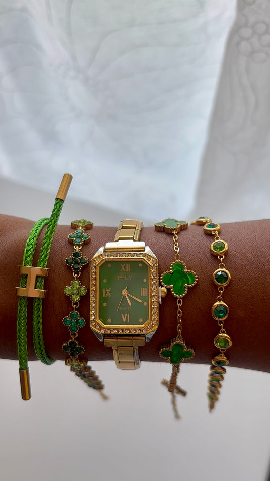 Lot de bracelets en acier inoxydable vert